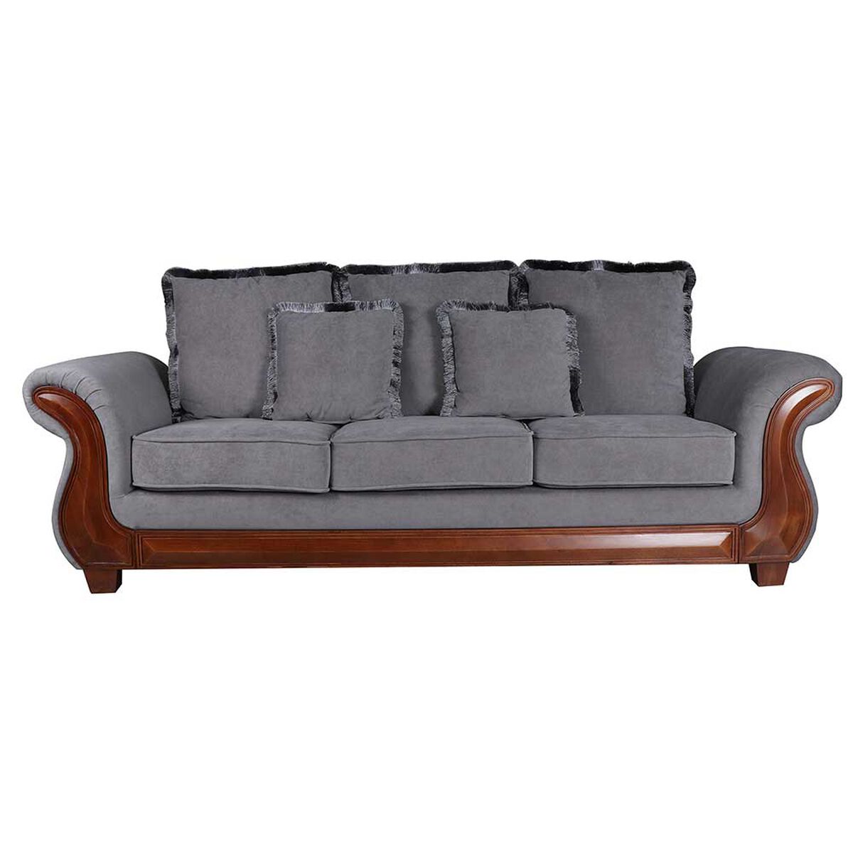 Sofá Universal Market Mozart Tela 3 Cuerpos Gris