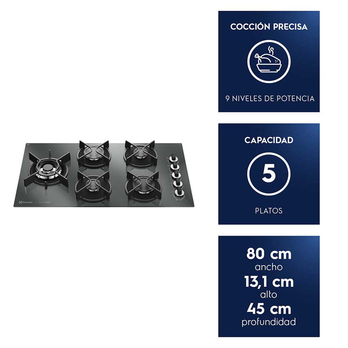 Encimera a Gas Electrolux 5 Quemadores KE5HP