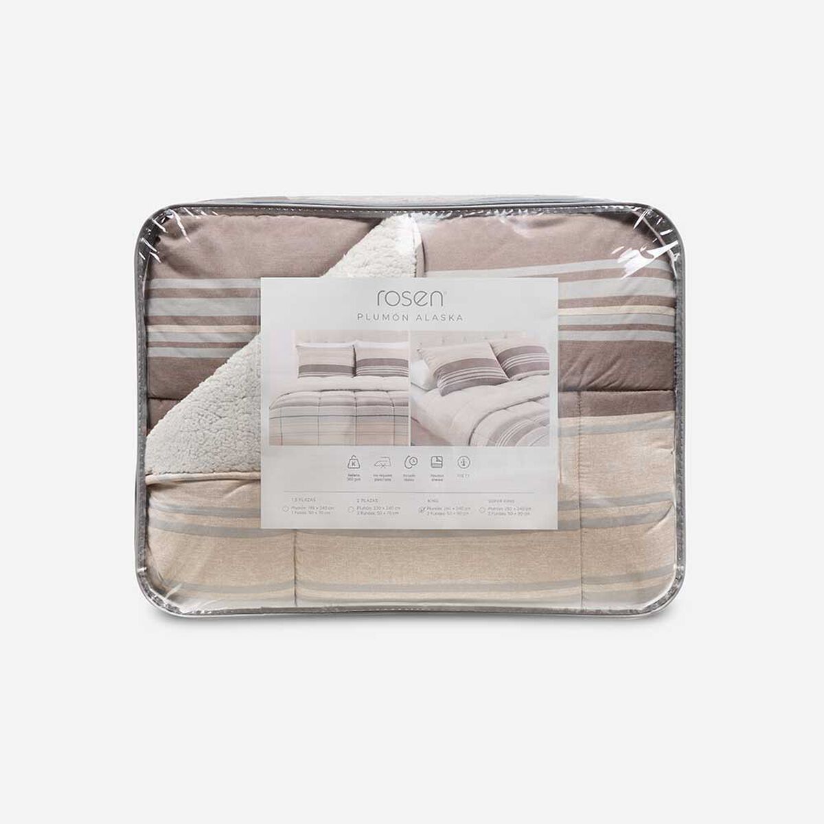 Plum&oacute;n Rosen King Sherpa Alaska Louise Caf&eacute;/Beige/Gris