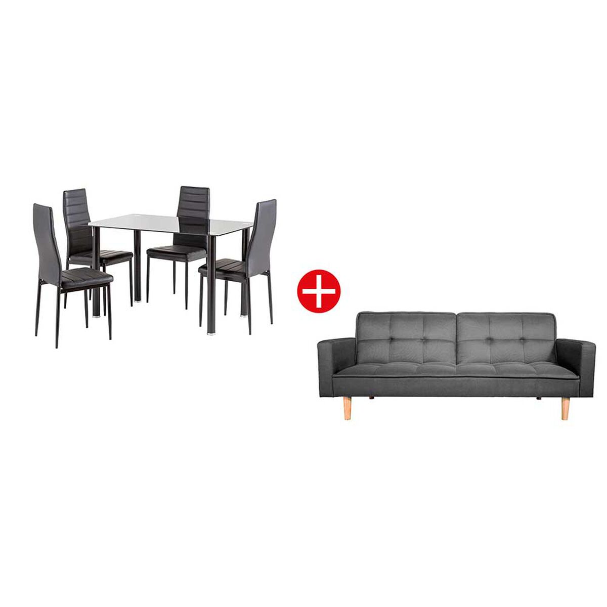 Combo Juego de Comedor Leblon 4 Sillas + Sofá Cama Casanova Mayorca 3 Cuerpos