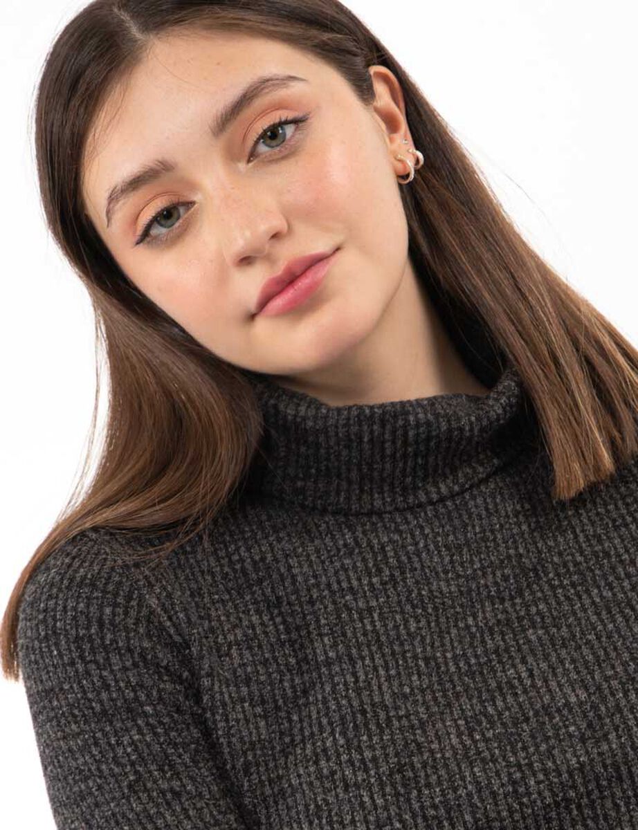 Sweater Crop Liso Cuello Tortuga Mujer Icono