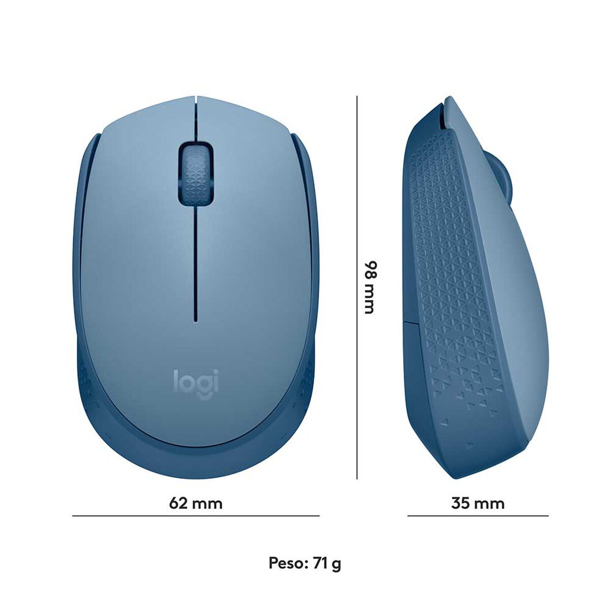 Mouse inal&aacute;mbrico &oacute;ptico Logitech M170 Azul gris