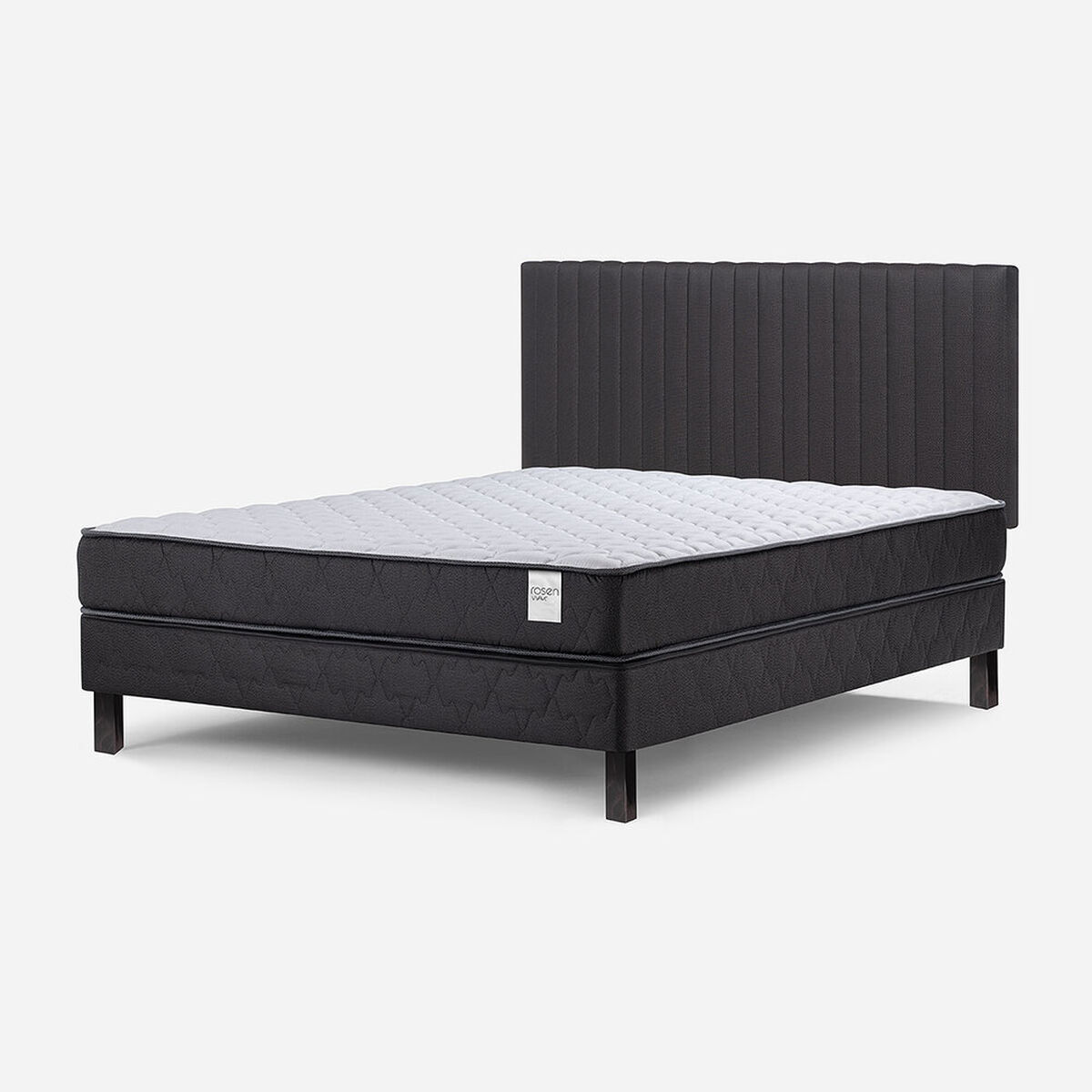 Cama Europea Rosen 2 Plazas Wave + Respaldo Grafito