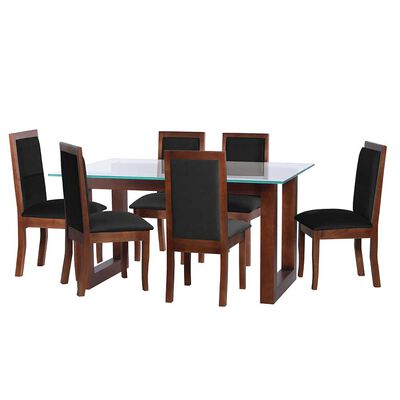 Juego de Comedor Latam Home Pamplona Granada 6 Sillas Cuero Beige