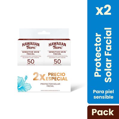 Set Protector Solar Hawaiian Tropic Sensitive Skin Facial FPS 50+ 60 ml