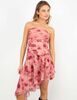 Vestido Corto Asimétrico Strapless  Mujer Icono