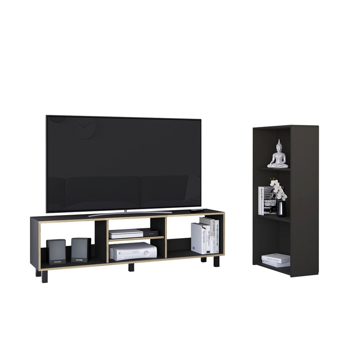 Rack TV 65 pulgadas + Biblioteca TuHome Nomik