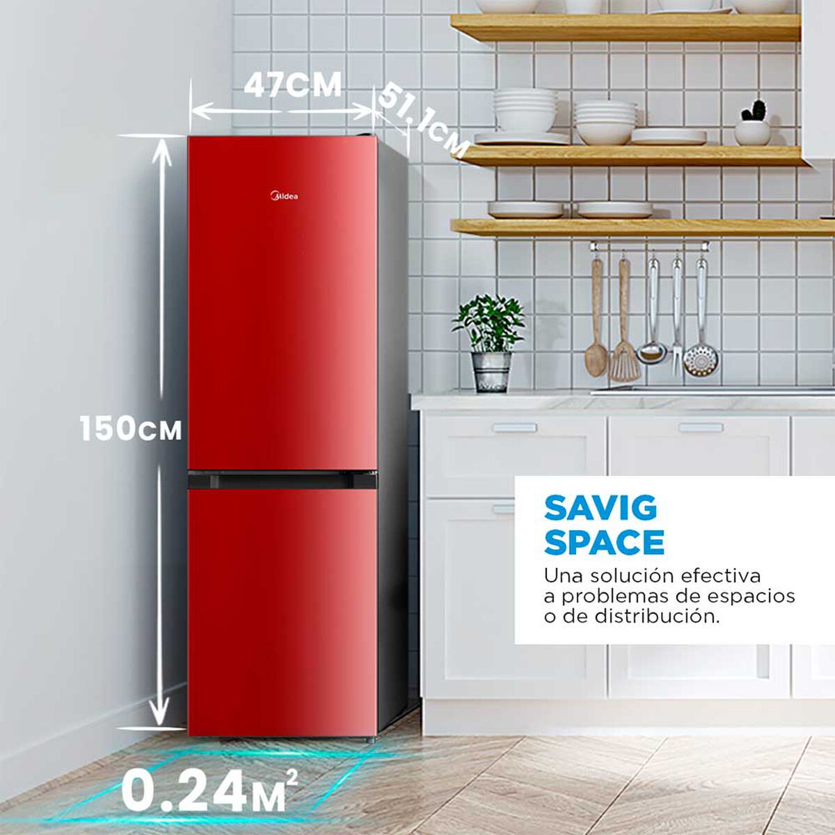 Midea Refrigerador Frío Directo 169 lts. MDRB241FGE13 150x47CM