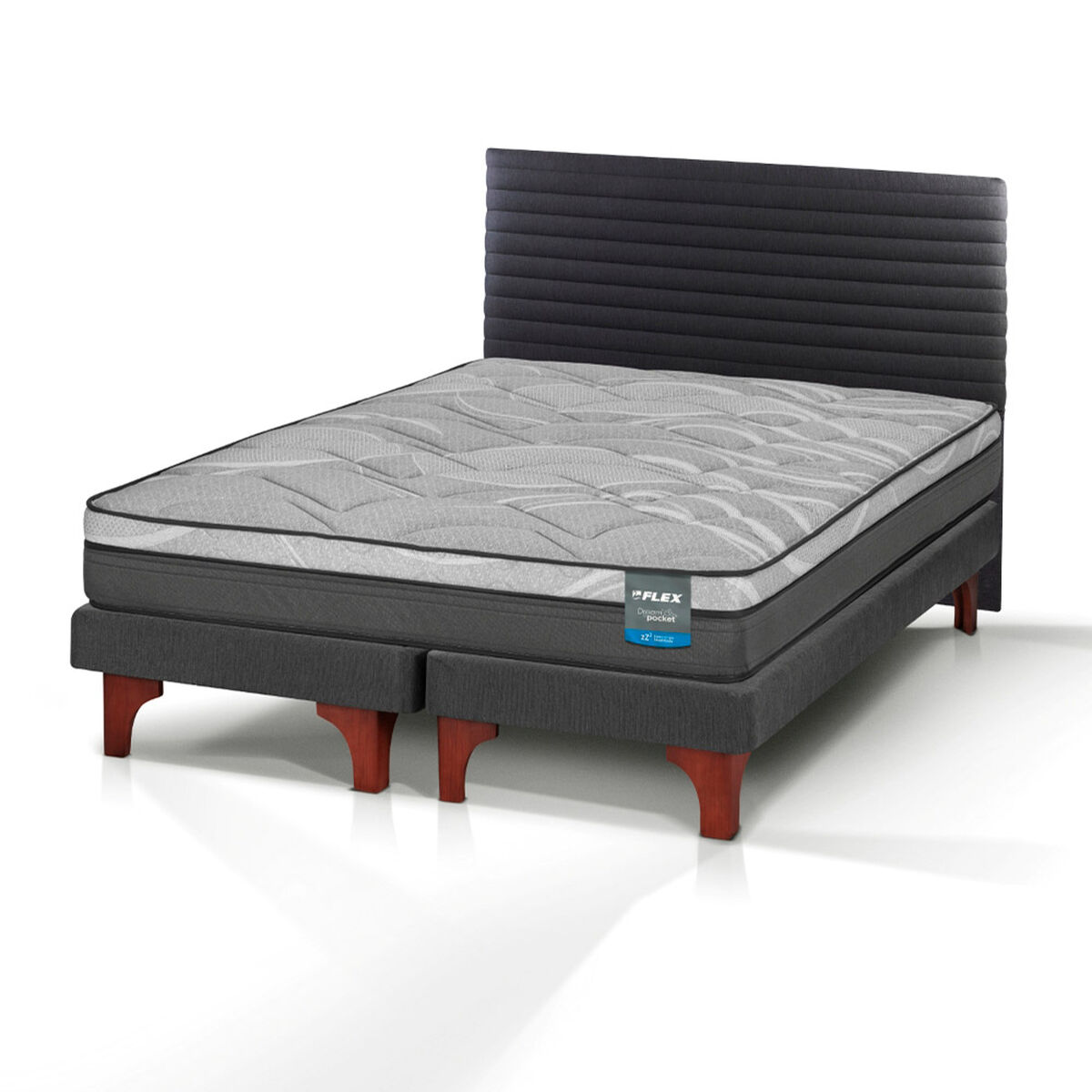 Cama Europea Flex 2 Plazas Dream Pocket Box B/D + Respaldo Modern