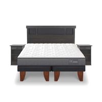 Cama Europea CIC Base Dividida 2 Plazas Anatomic + Respaldo + 2 Veladores Dublin