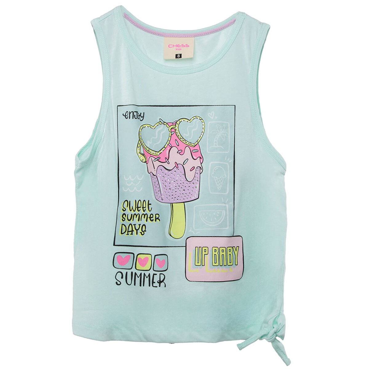 Polera sin Mangas de Algodón Niña Chess