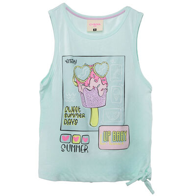 Polera sin Mangas de Algodón Niña Chess