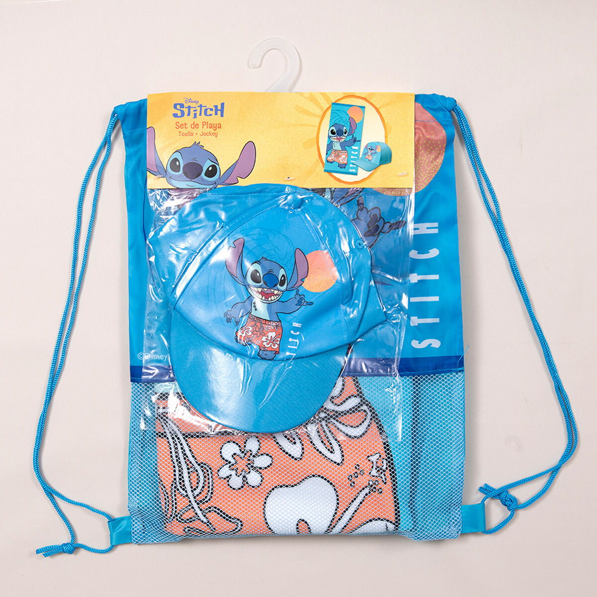 Toalla de Playa Disney-Stitch Sunse 70x140 cm + Jockey y Bolso