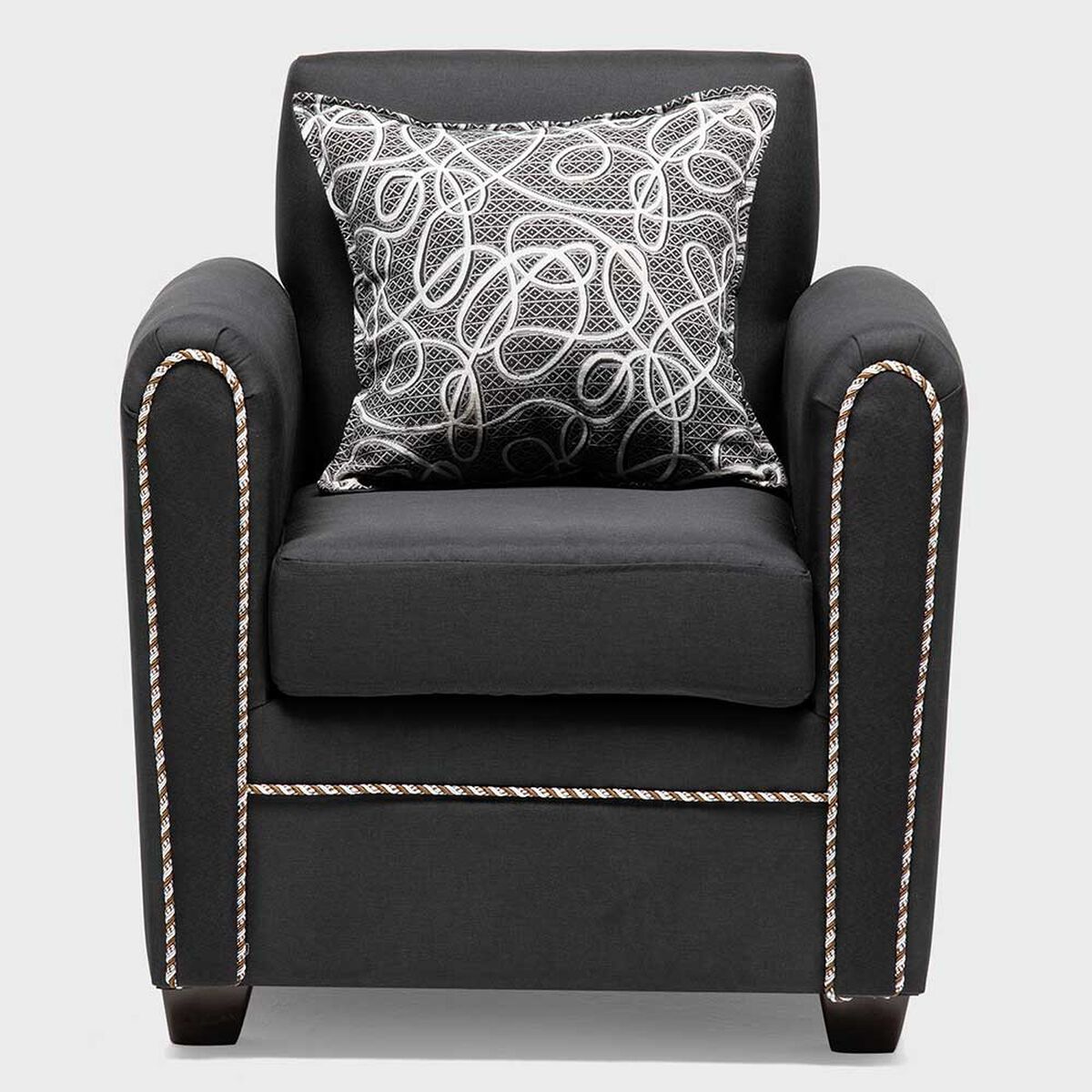 Juego de Living Almore Alemania Sofá 3 Cuerpos + Dos Sillones 1 Cuerpo Negro