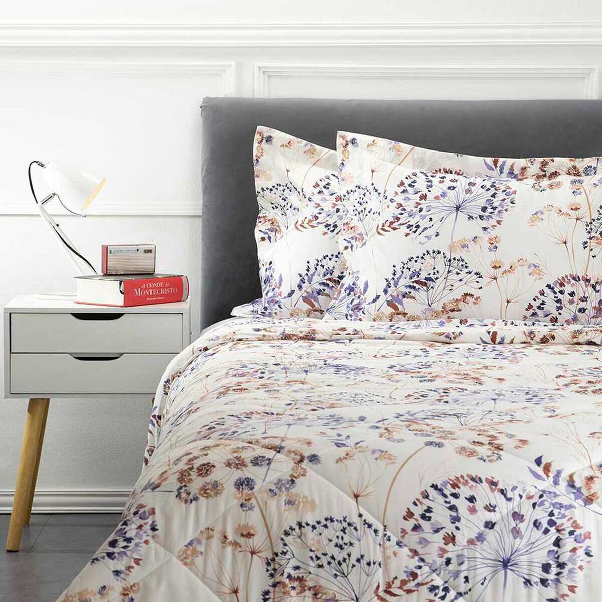 Plum&oacute;n Estampado Casanova 1,5 Plazas Hortensia