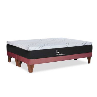 Imagen 1 del producto Cama Europea Latam Home Base Dividida King Zen Top Foam Visco Velvet Palo Rosa