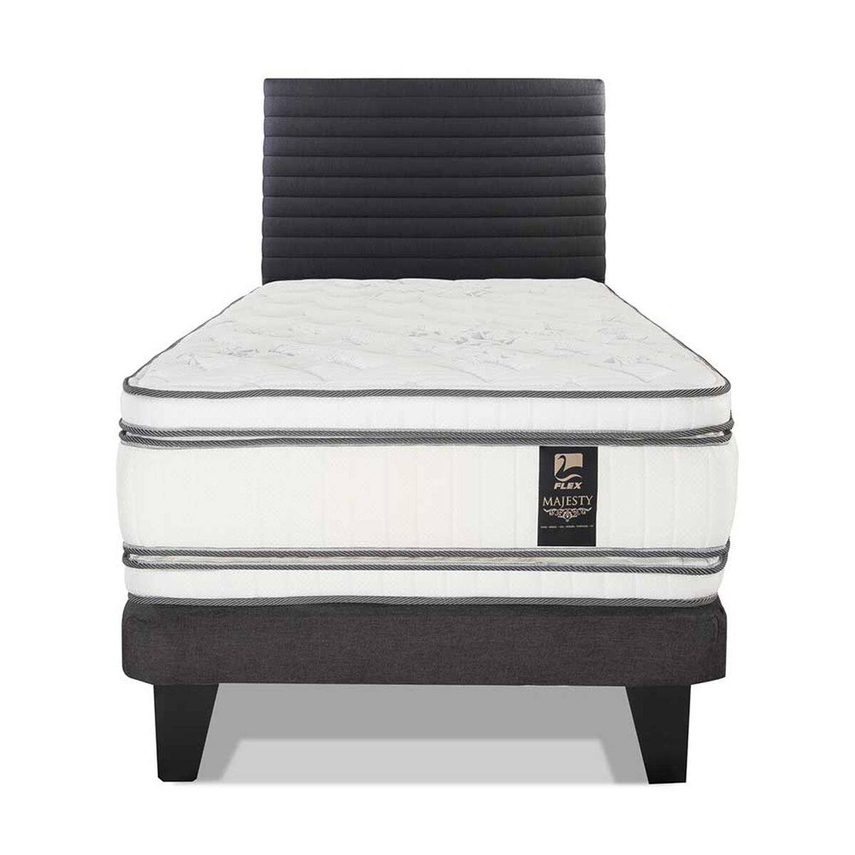 Cama Europea Flex 1,5 Plazas Majesty + Respaldo Modern Grafito