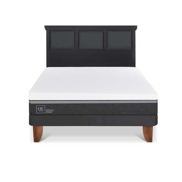 Cama Europea CIC 2 Plazas Ortopedic Advance + Respaldo Torino Negro
