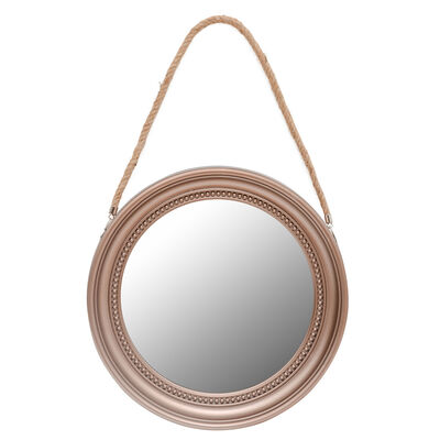 Imagen 1 del producto Espejo Vgo Redondo Café 33X33X3.5 Con Soga Cobrizo