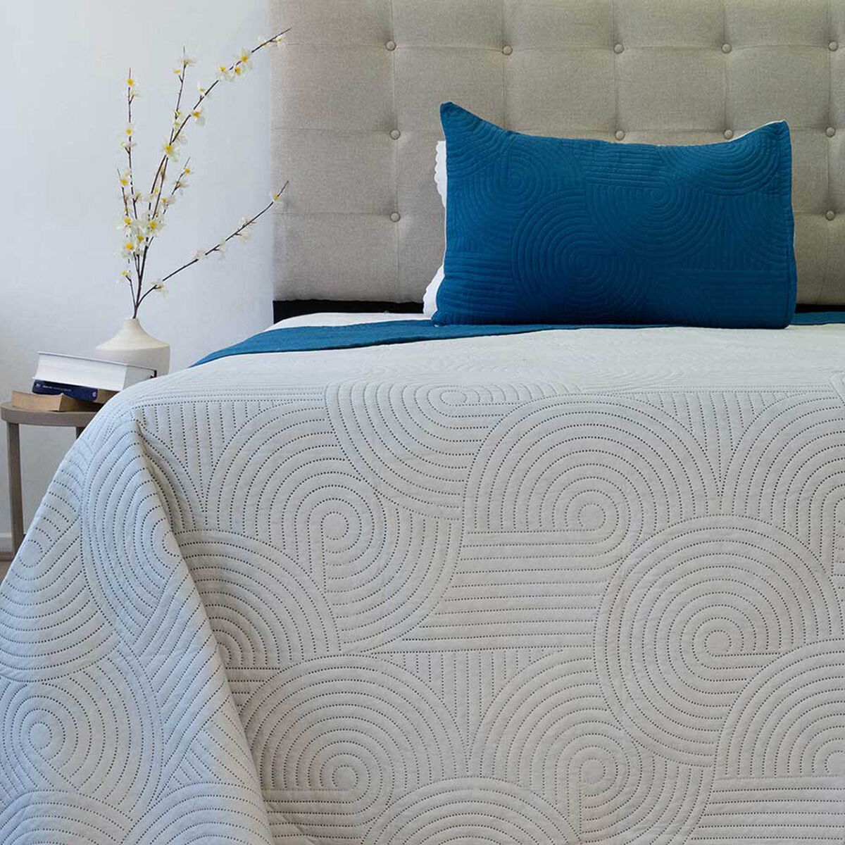 Quilt Doral 1,5 Plazas Azul Beige Origins