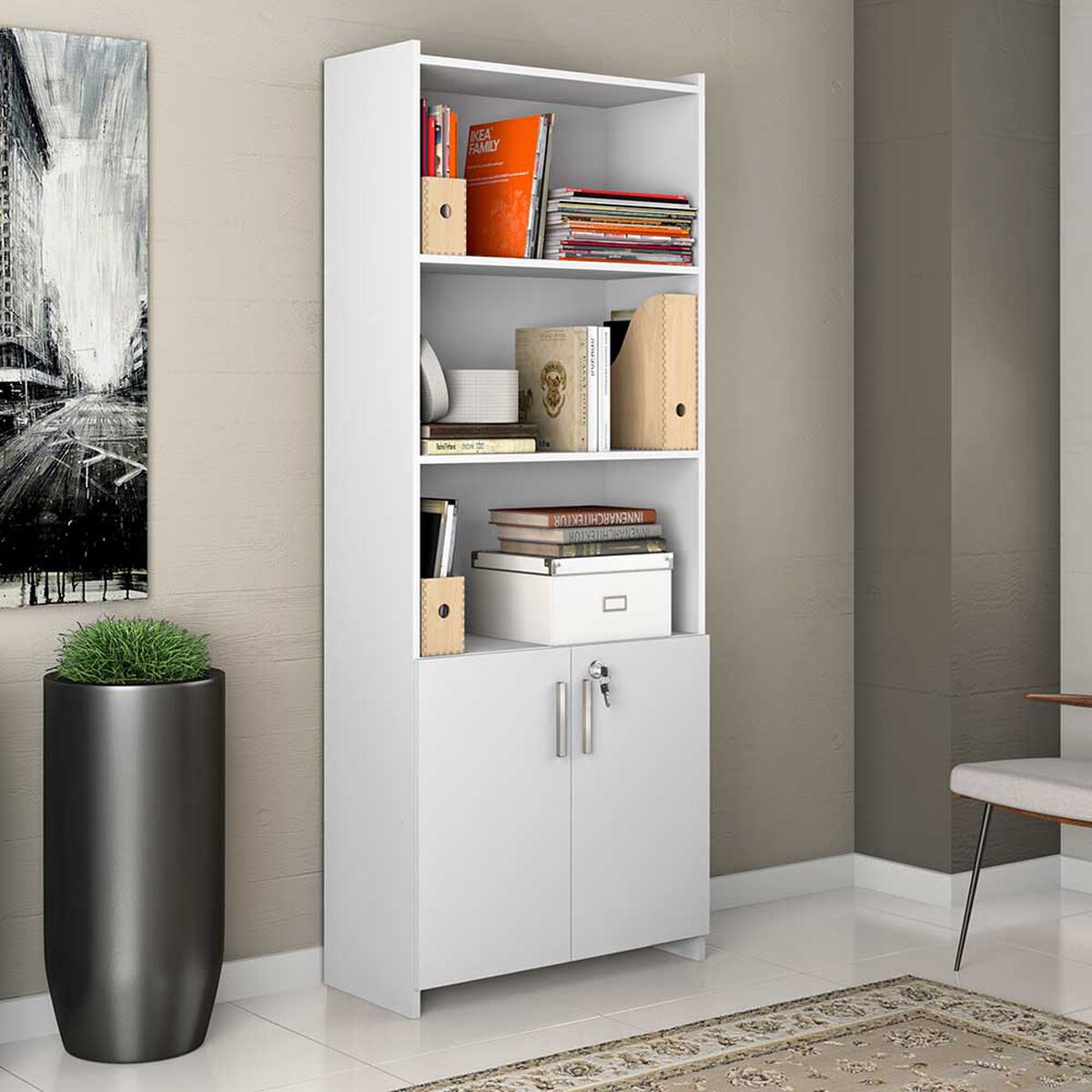 Librero Home Mobili Hilton 2 Puertas Blanco