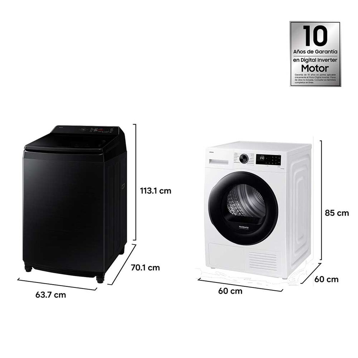 Lavadora Carga Superior Samsung 21 kg Bespoke AI + Secadora Bomba de Calor 9 kg