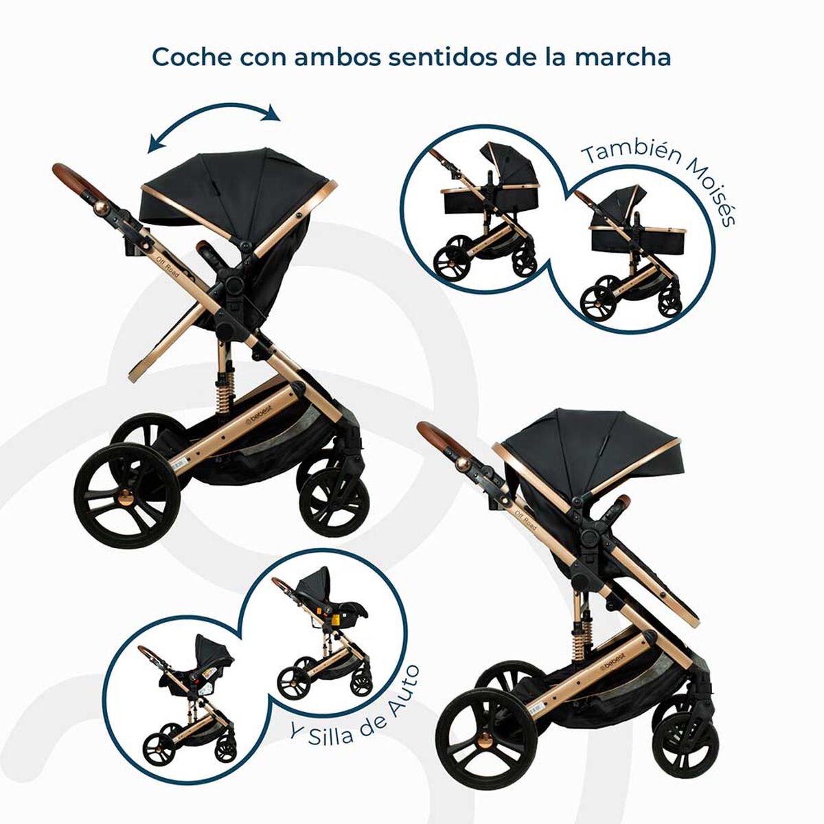 Coche Travel System Offroad Negro Bebesit