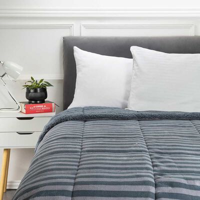 Plumón Coral Sherpa Casanova 1,5 Plazas Rayas Azul