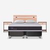 Box Spring CIC Base Dividida 2 Plazas Ortopedic + Respaldo + 2 Veladores Olmo + 2 Almohadas
