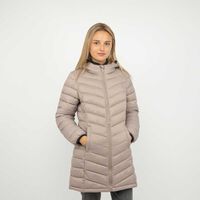Parka Larga Mujer Icono Camel, Negro