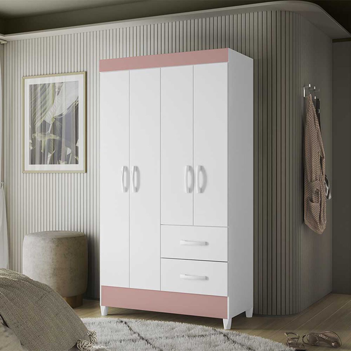 Clóset Vekkahome Mobi 4 Puertas 2 Cajones Blanco