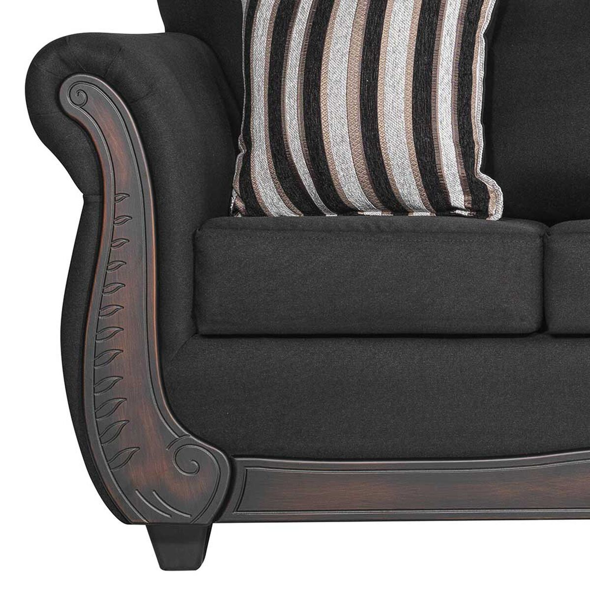 Juego de Living  Muebles M&E Llanquihue Sofá 3 Cuerpos + Dos Sillones 1 Cuerpo Negro