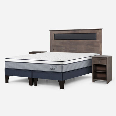 Imagen 2 del producto Combo Cama Europea Rosen 2 Plazas Indie BD + Respaldo y Veladores Ferrara