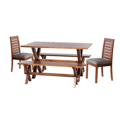 Juego de Comedor Latam Home Sevilla Tenerife 2 Sillas + 2 Bancas Velvet Gris