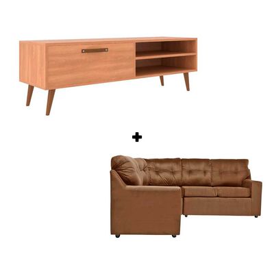 Rack Almore Italia Freijo y Café Hasta 55" + Seccional
