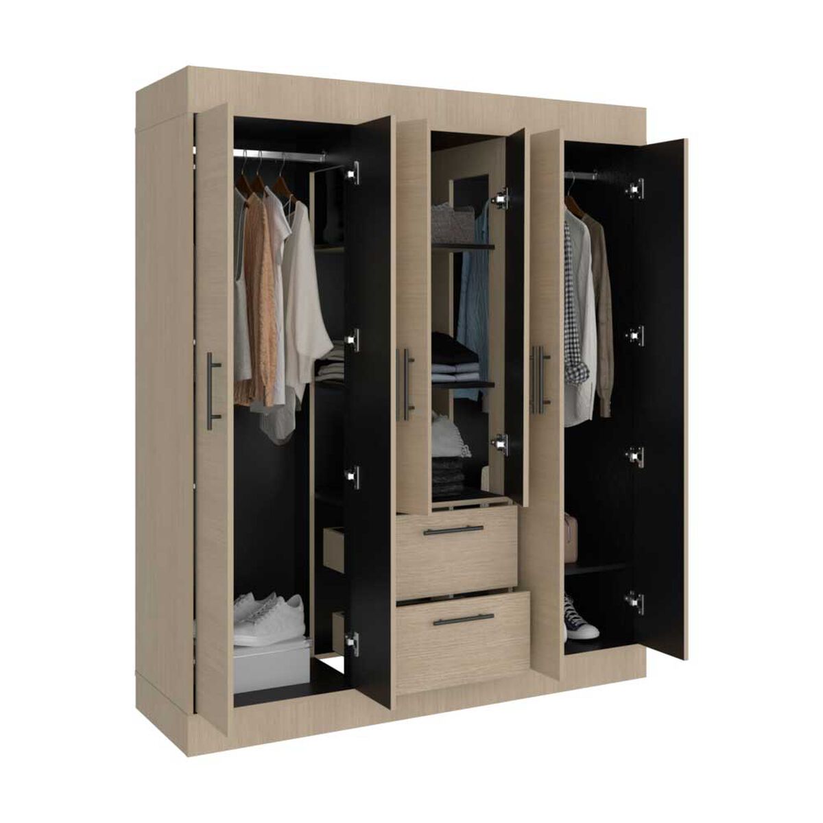 Closet Tuhome 150 VM 6 Puertas 2 Cajones Cartagena Wengue