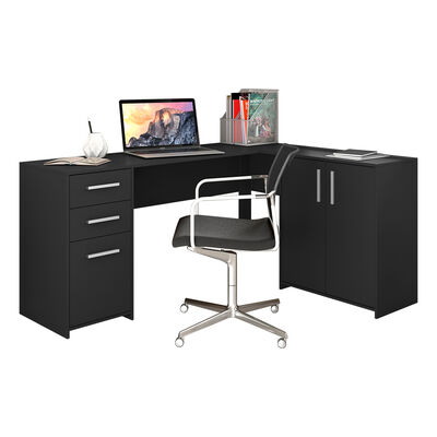 Escritorio Home Mobili Xico 2 Cajones 3 Puertas Negro
