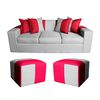 Sofa + 2 Pouff A&M Home Benjamin Gris Burdeo