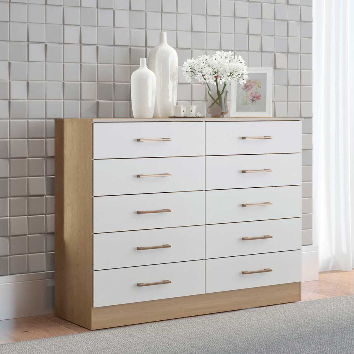 Cómoda Exit 10 Cajones Roble Dakar Blanco