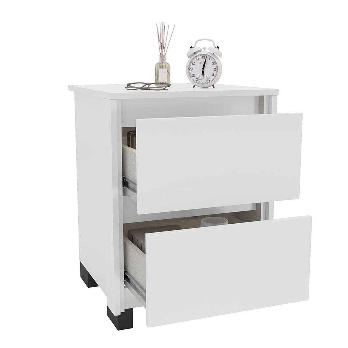 Velador Vekkahome Coimbra 2 Cajones Blanco