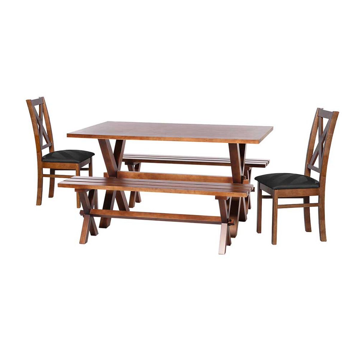 Juego de Comedor Latam Home Sevilla Segovia 2 Sillas + 2 Bancas Cuero Kentucky Negro