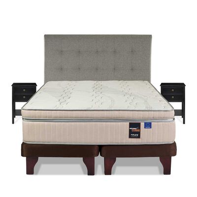 Imagen 2 del producto Cama Europea Flex Base Dividida King Máximo Cobre + Respaldo Design Gris + 2 Veladores Rover