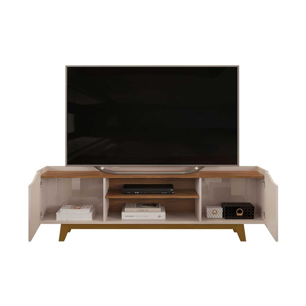 Rack TV Vekkahome Agnes Hasta 70" Beige Caf&eacute;