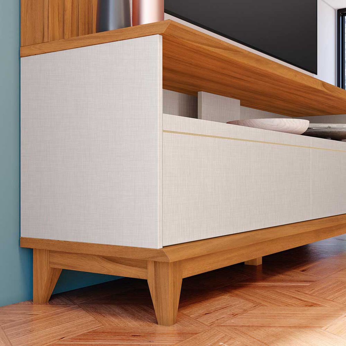 Estante TV Home Mobili Epta Hasta 54" Off White/Freijo