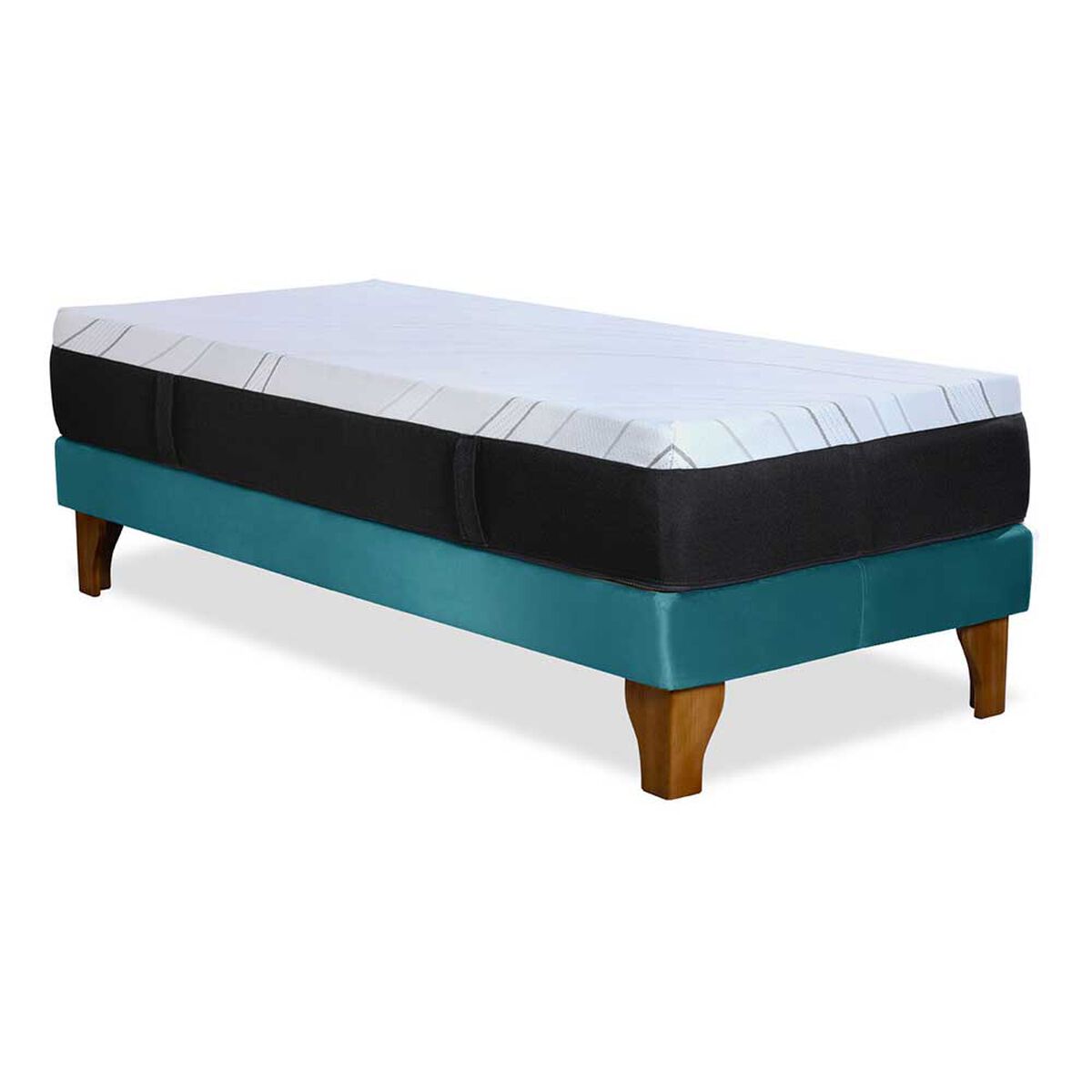 Cama Europea Latam Home 1 Plaza Zen Top Spring Visco Velvet Turquesa