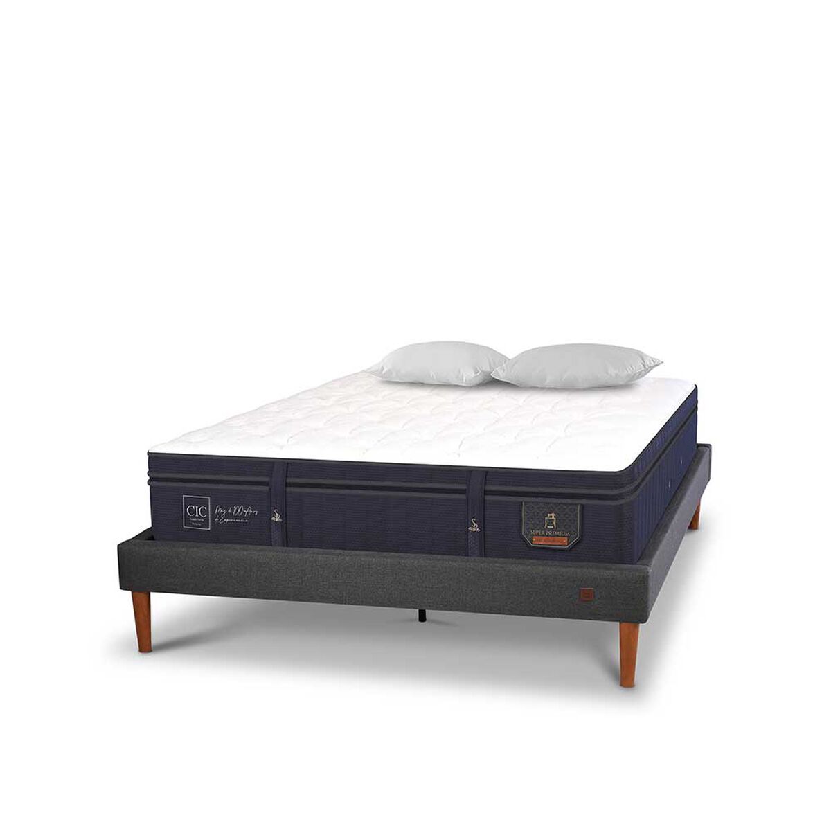 Cama Europea CIC 2 Plazas Súper Premium + Almohadas