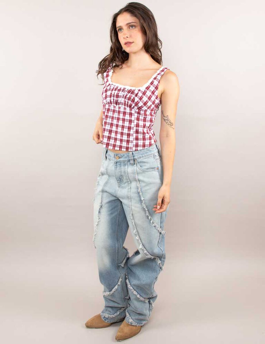 Polera Tartán Sin Mangas Mujer Icono