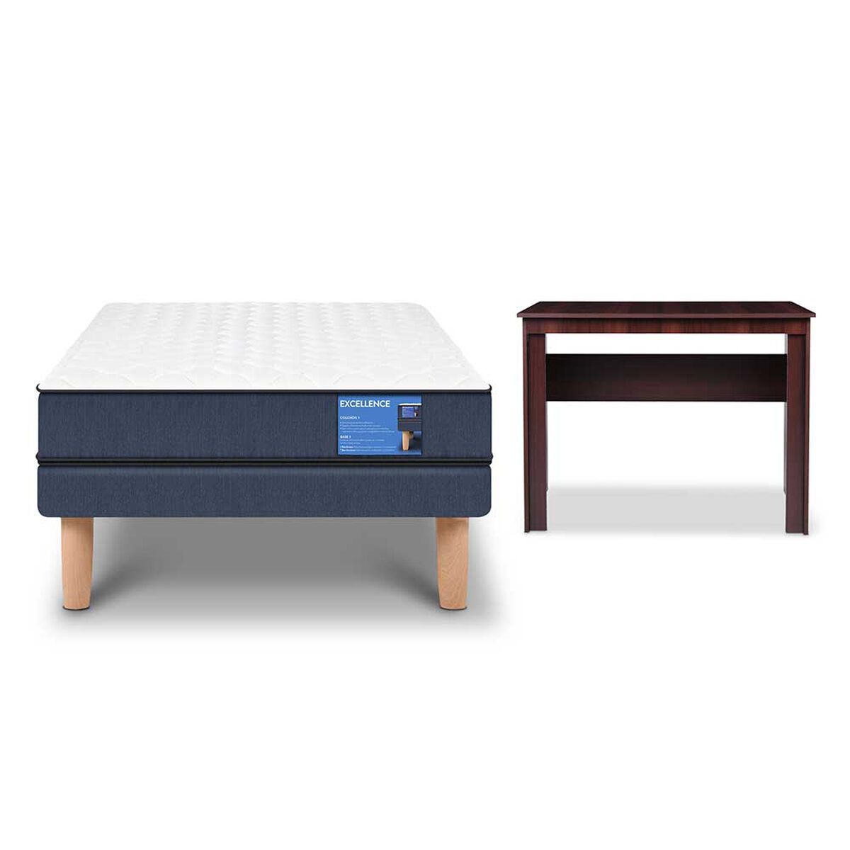Combo Cama Europea CIC 1 Plaza Excellence + Escritorio Basic Chocolate