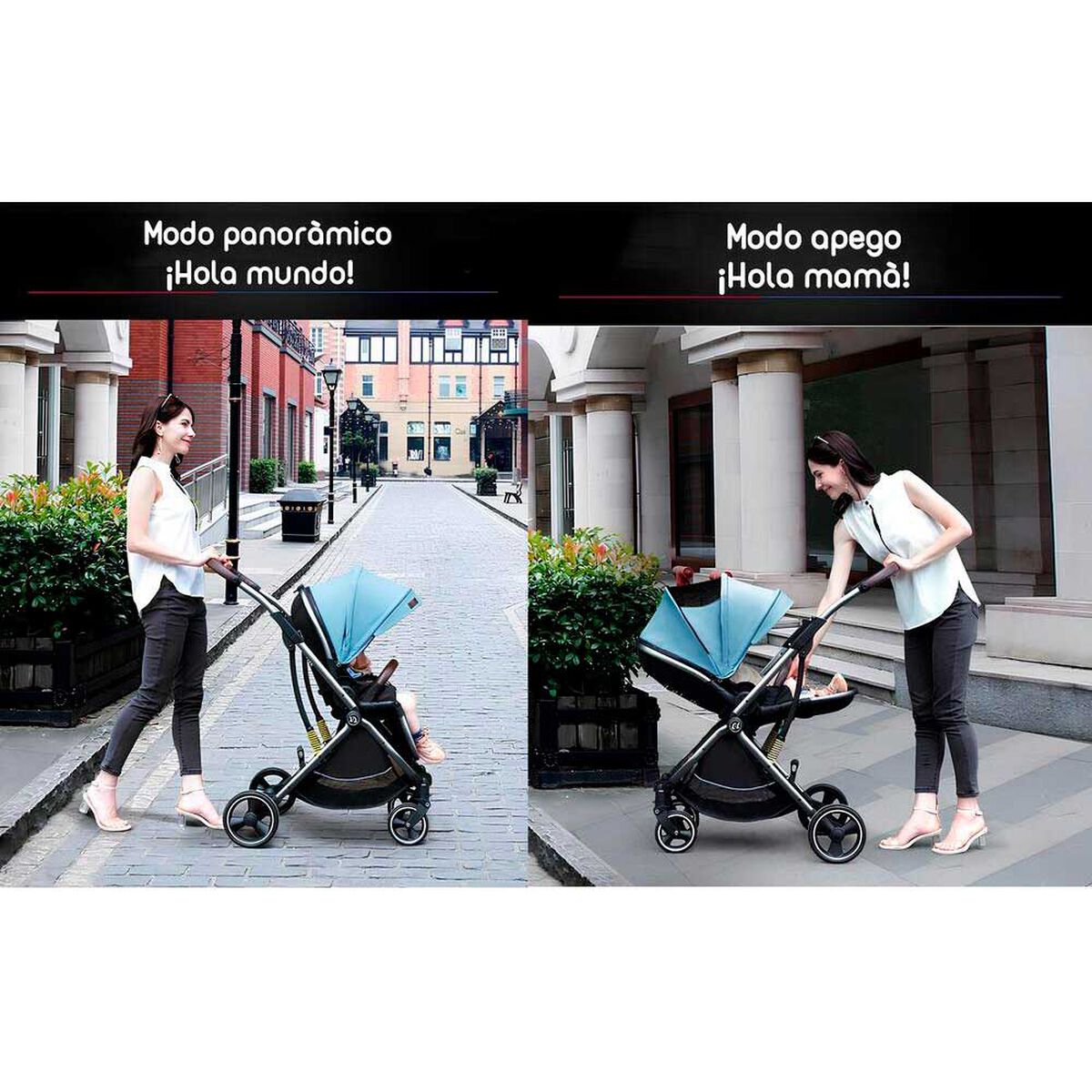 Coche de Paseo Modo Apego y Panorámico Gris Lubabycas