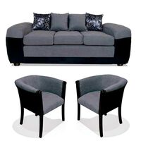 Juego de Living Elegant Detail Houston Sofá 3 Cuerpos + Dos Sitiales Gris